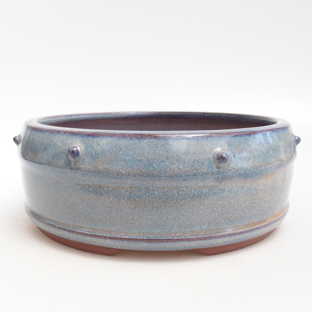 Ceramic bonsai bowl 18,5 x 18,5 x 7 cm, colour blue