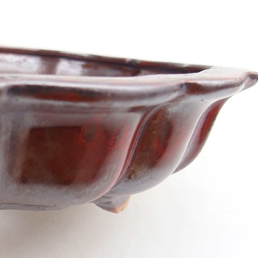 Ceramic bonsai bowl 18 x 18 x 4,5 cm, colour red