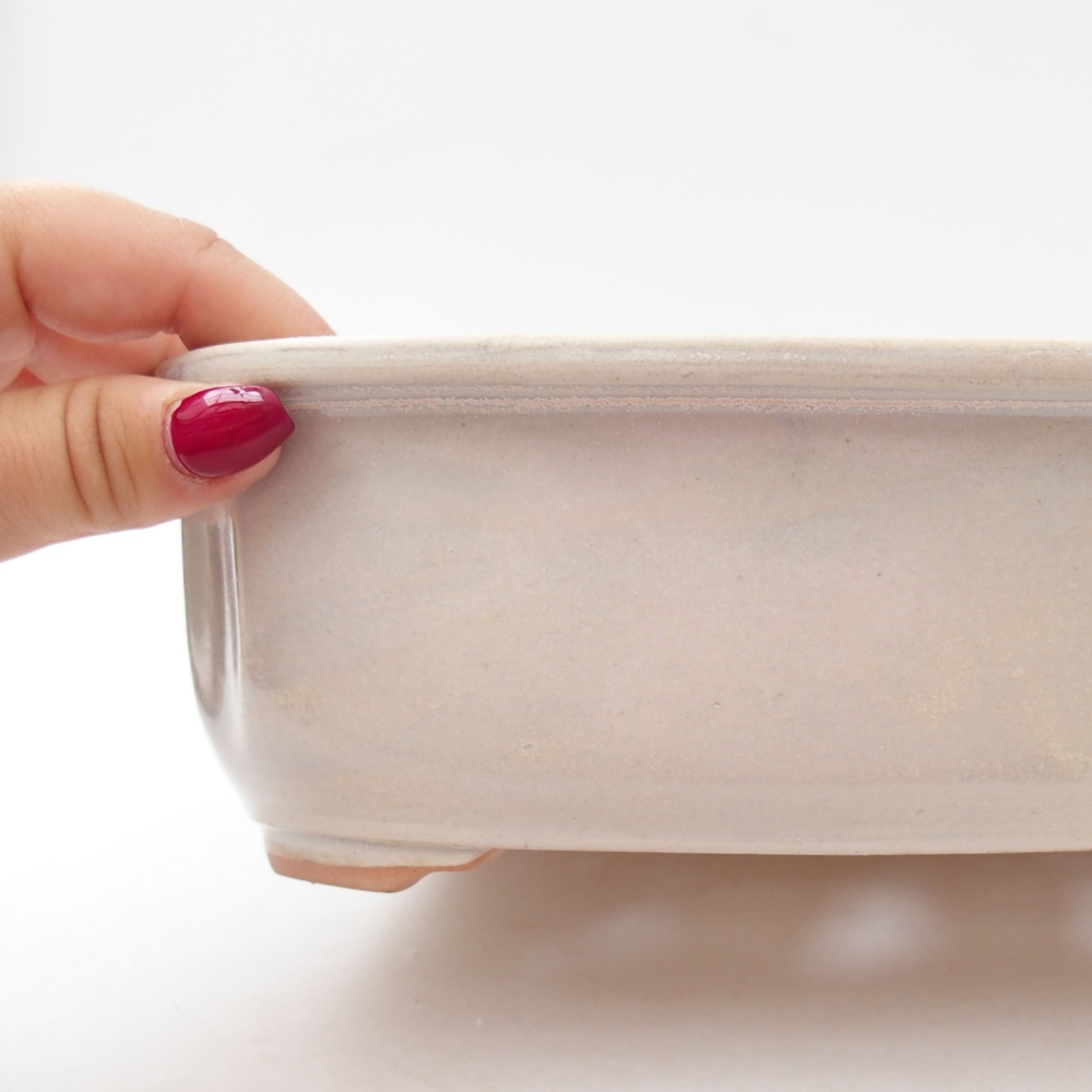 Ceramic bonsai bowl 24,5 x 21 x 7 cm, color beige