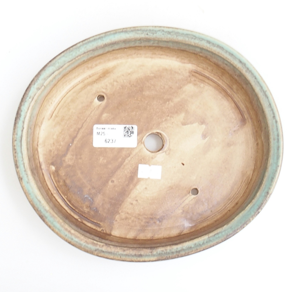 Ceramic bonsai bowl 23 x 19,5 x 4,5 cm, green
