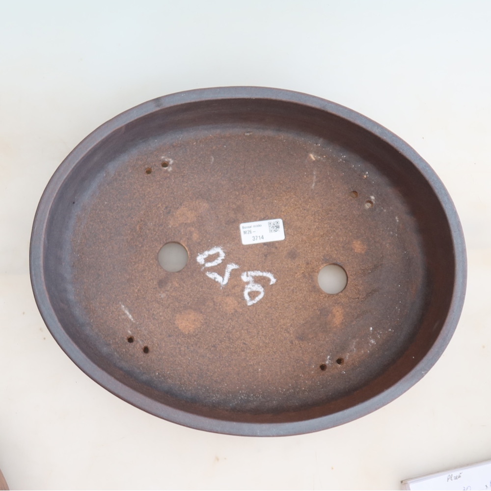 Ceramic bonsai pot, 37.5 x 30 x 7 cm, brown
