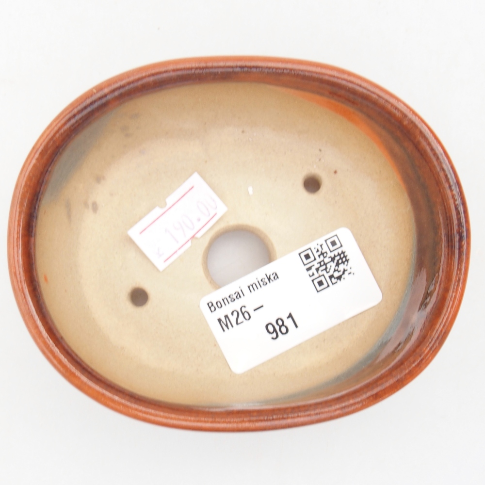 Ceramic bonsai bowl 9 x 7,5 x 3,5 cm, orange
