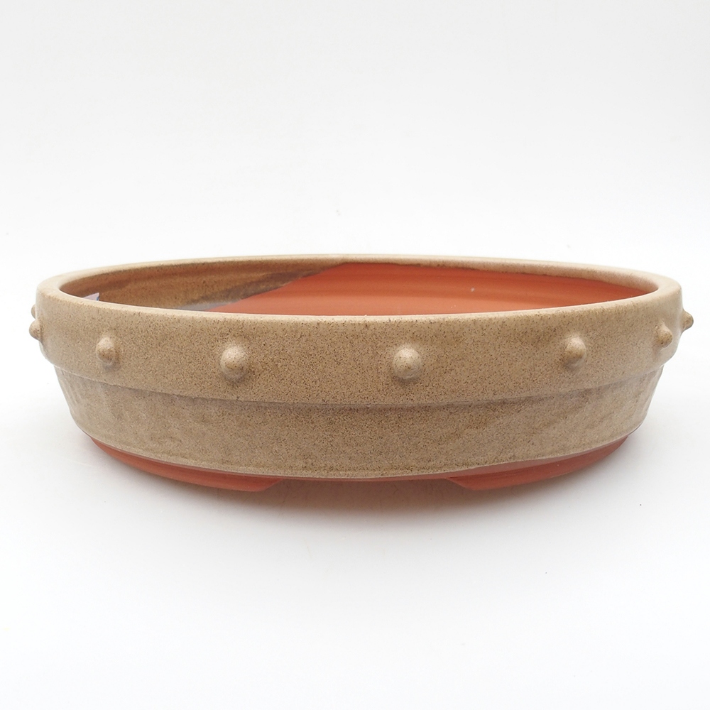 Ceramic bonsai bowl 22 x 22 x 5 cm, brown beige