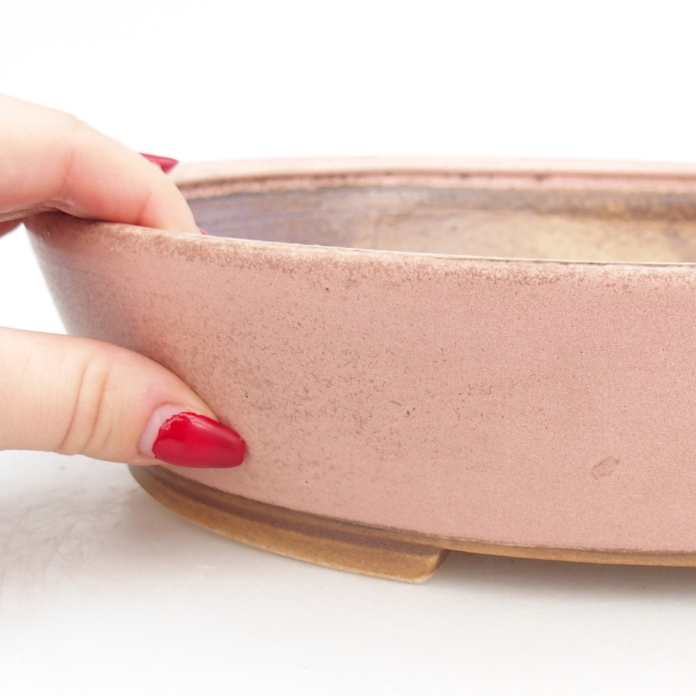 Ceramic bonsai bowl 28,5 x 25 x 6 cm, pink