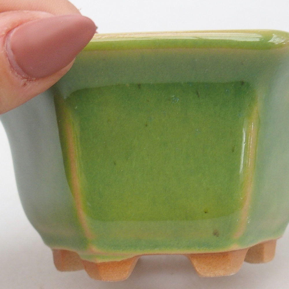 Ceramic bonsai bowl 10,5 x 9,5 x 5,5 cm, green
