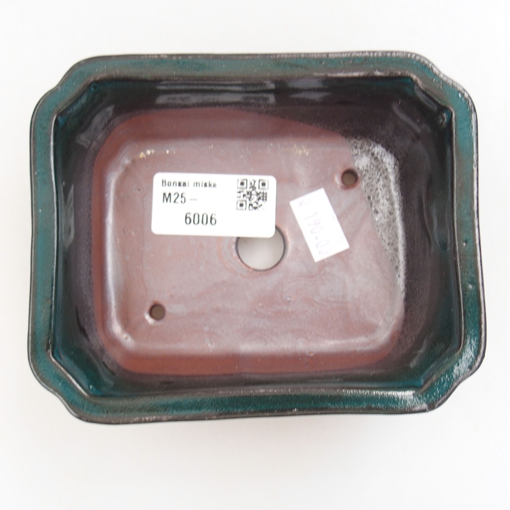 Ceramic bonsai bowl 13 x 10,5 x 4 cm, color green