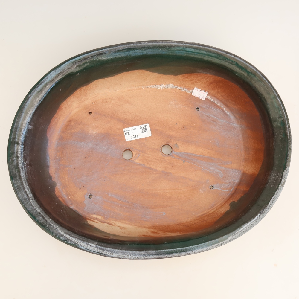 Ceramic bonsai pot, 36 x 28.5 x 8.5 cm, green