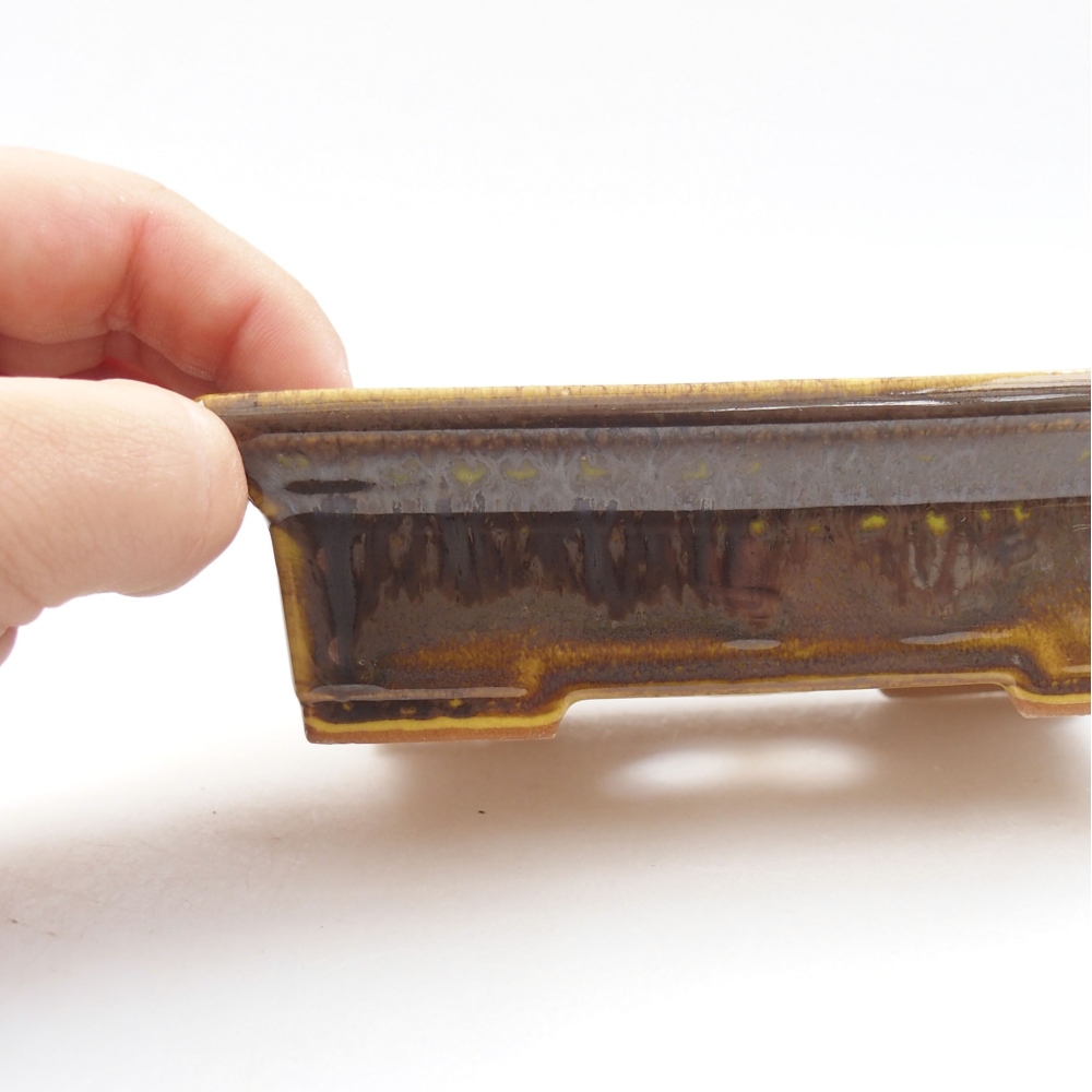 Ceramic bonsai bowl 13 x 10 x 4 cm, color yellow