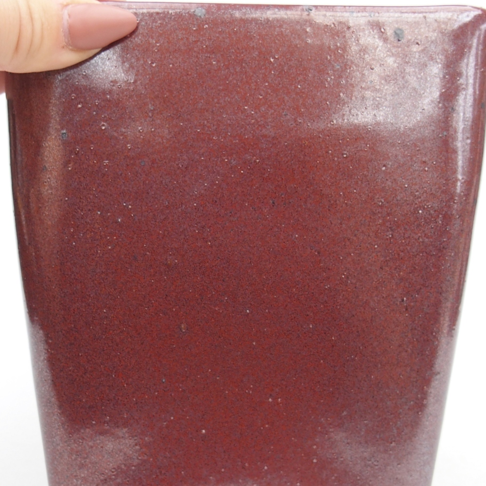 Ceramic bonsai bowl 13,5 x 13,5 x 15 cm, colour burgundy