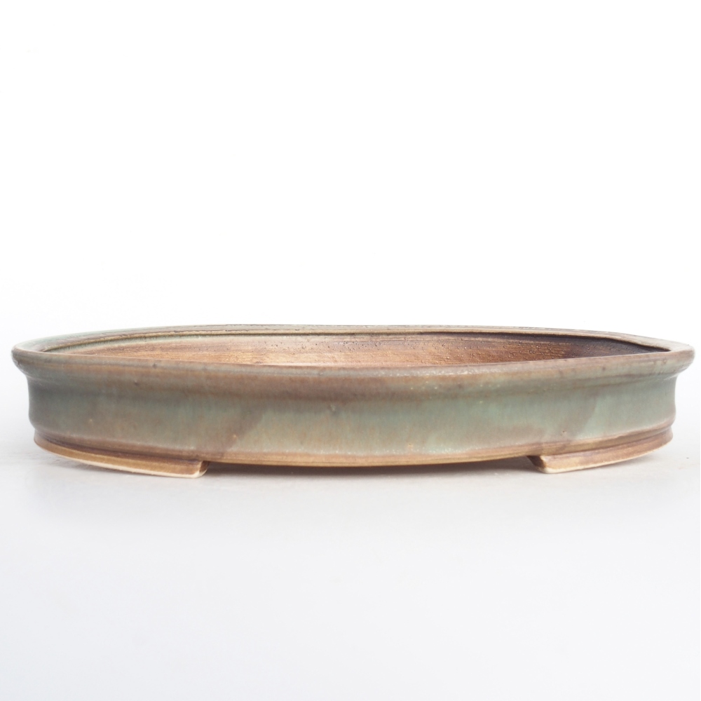 Ceramic bonsai bowl 31 x 27 x 4,5 cm, green