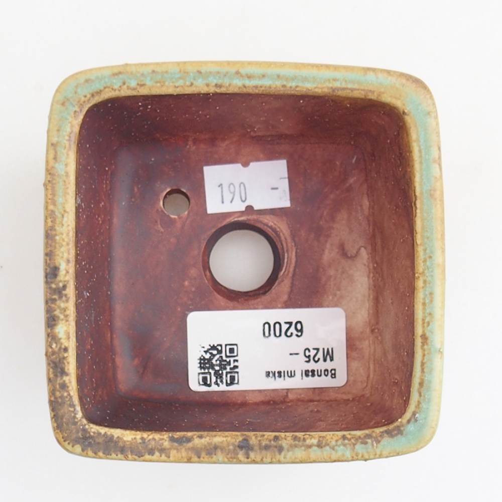 Ceramic bonsai bowl 10 x 10 x 6,5 cm, color green
