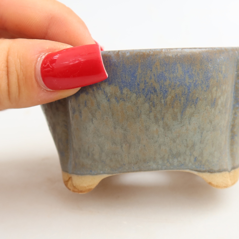 Ceramic bonsai pot, 8 x 7 x 4 cm, blue