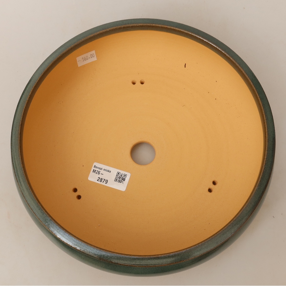 Ceramic bonsai pot, 24 x 24 x 7.5 cm, green