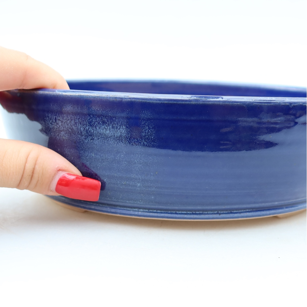 Ceramic bonsai bowl 20 x 20 x 6 cm, colour blue