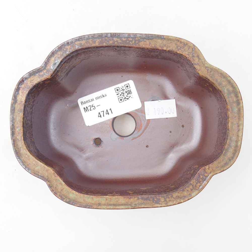 Ceramic bonsai bowl 13,5 x 10 x 5 cm, color brown
