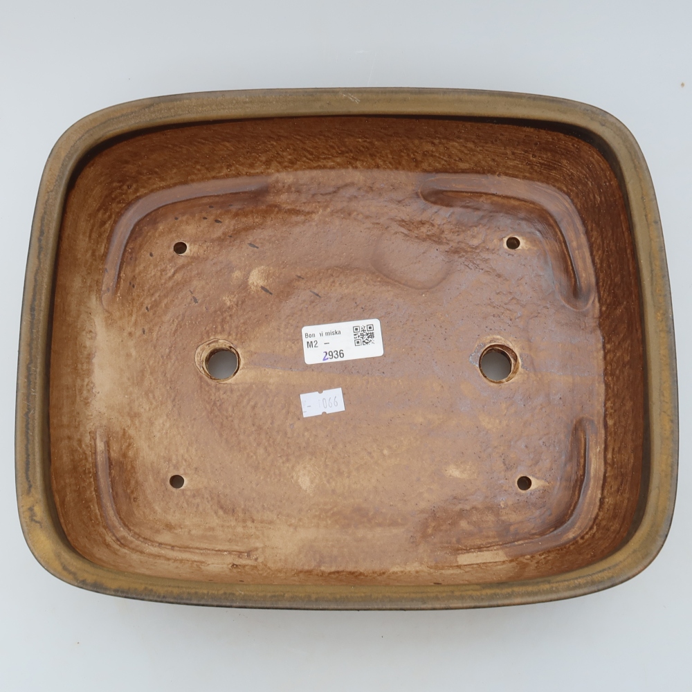 Ceramic bonsai pot, 30 x 24.5 x 7.5 cm, brown