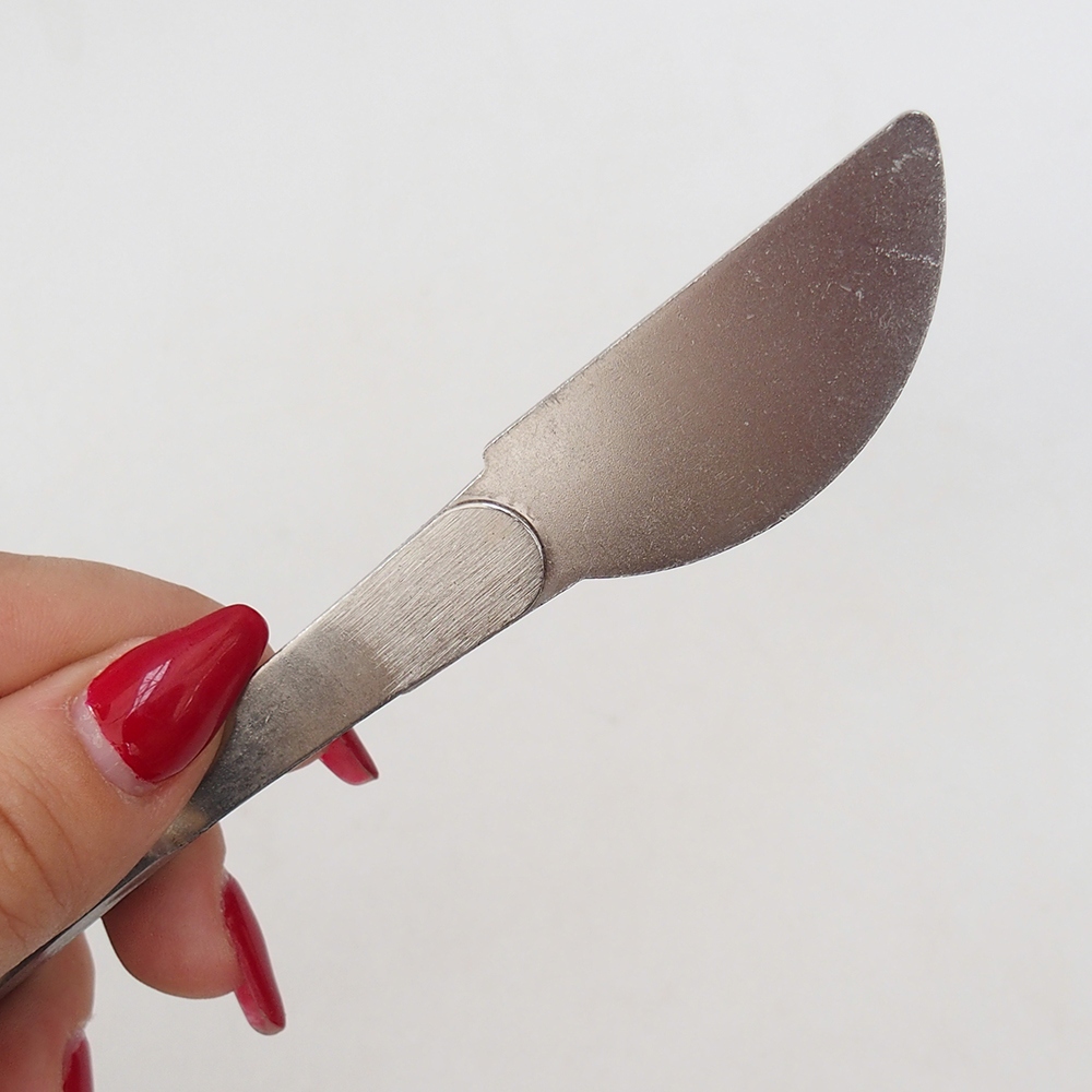 Spatula and curved tweezers 22 cm - stainless steel