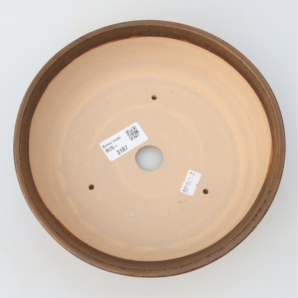 Ceramic bonsai pot, 21 x 21 x 6.5 cm, brown