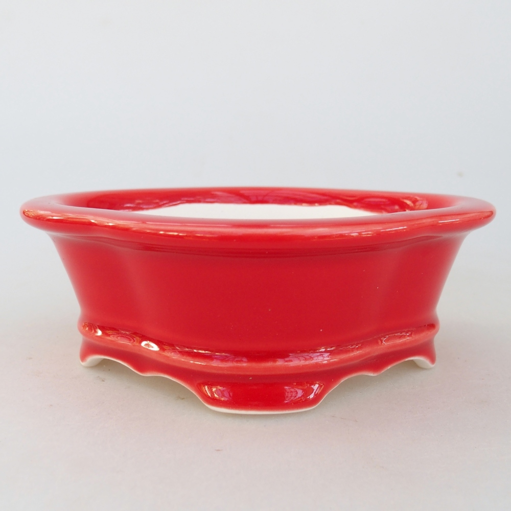 Ceramic bonsai bowl 13 x 12 x 5 cm, colour red