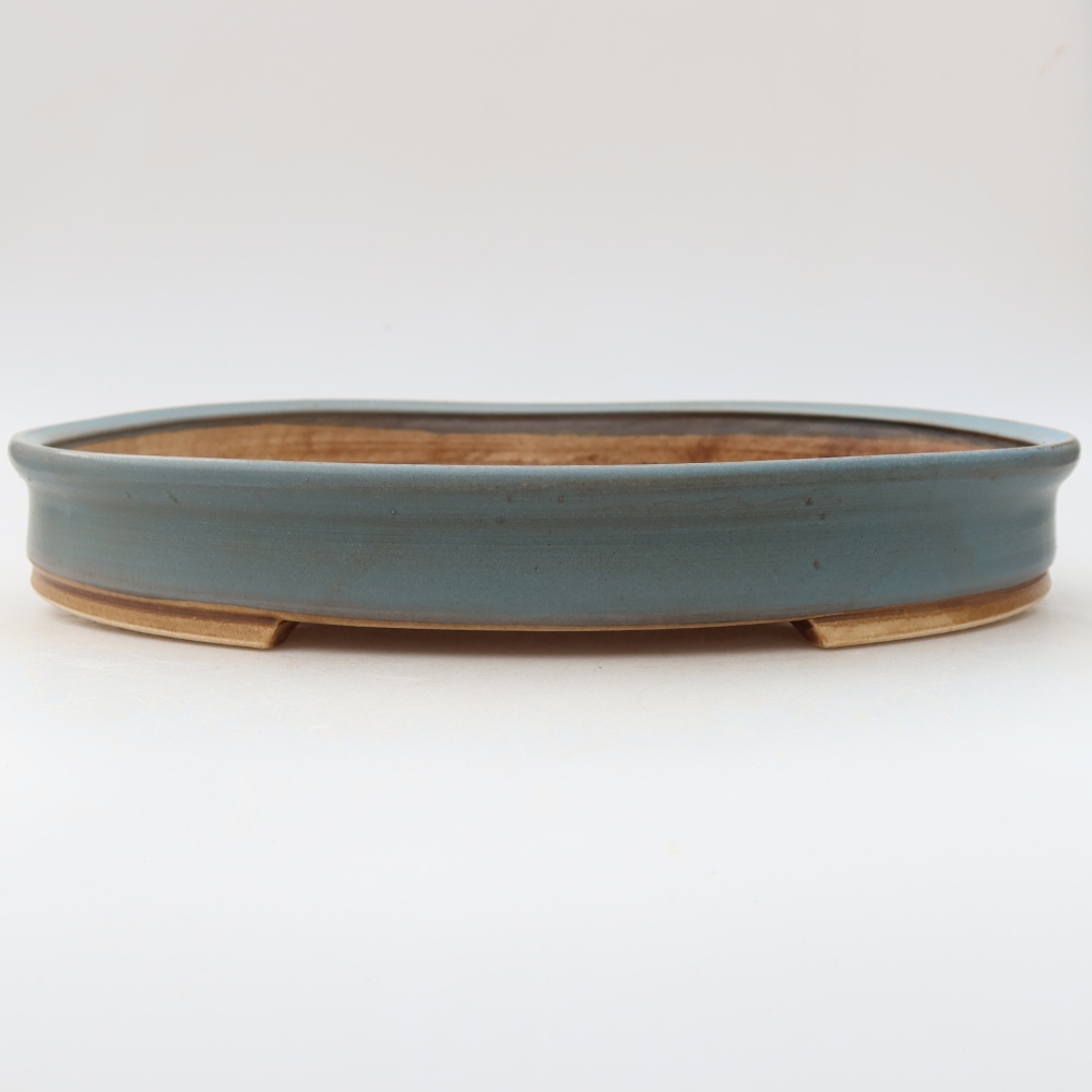 Ceramic bonsai pot, 31 x 27 x 4.5 cm, blue