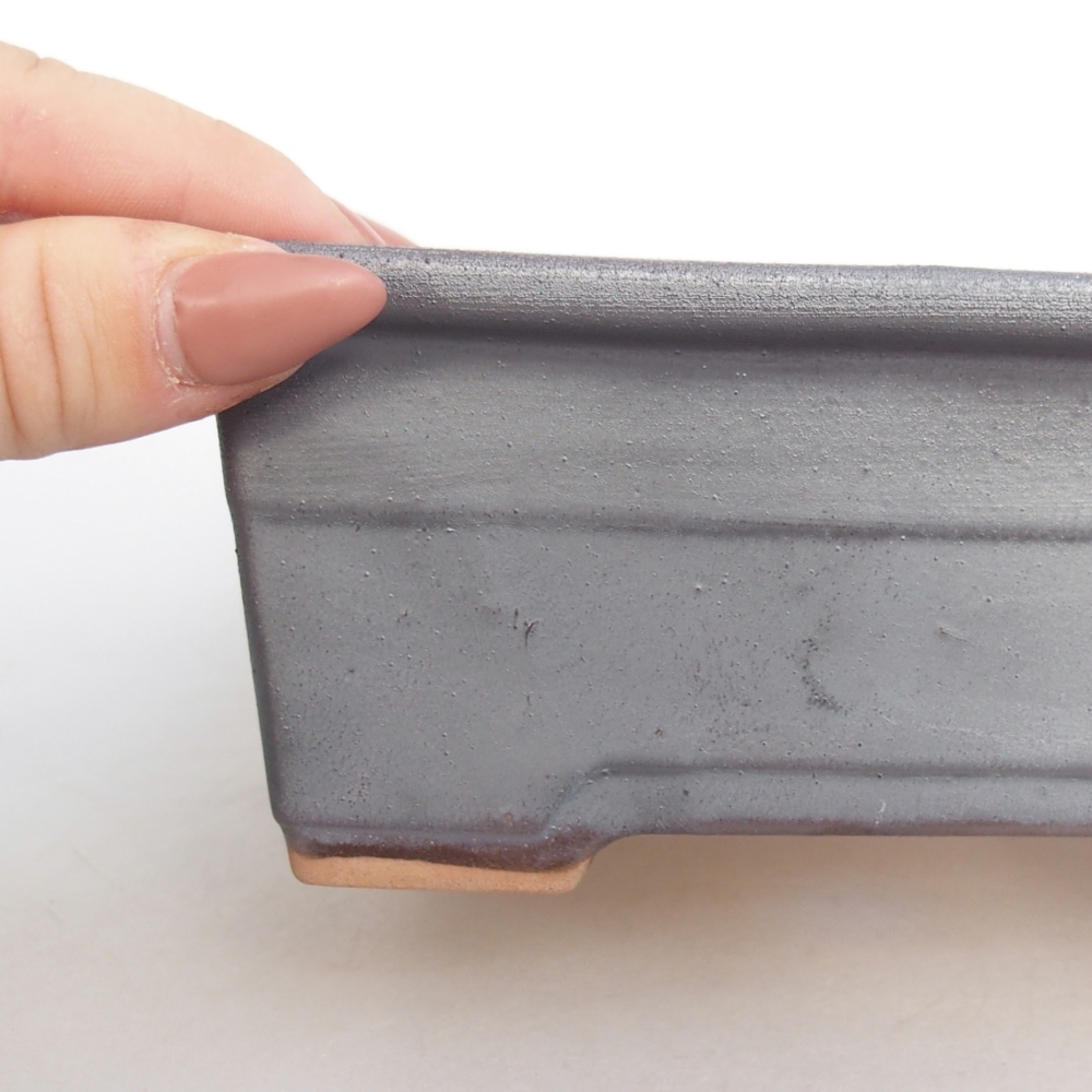 Ceramic bonsai bowl 16 x 12 x 6 cm, metal colour