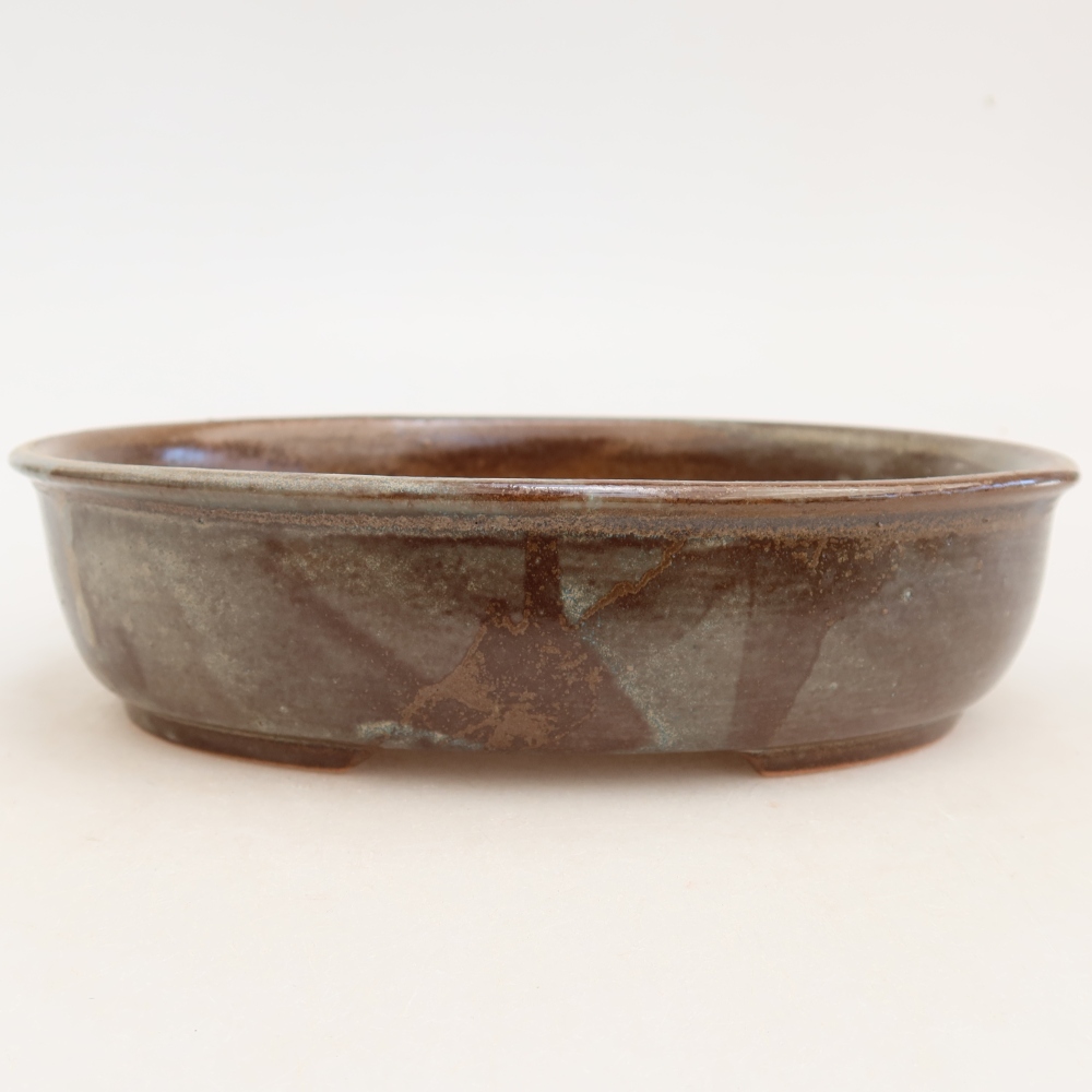 Ceramic bonsai pot, 19 x 14.5 x 5 cm, brown