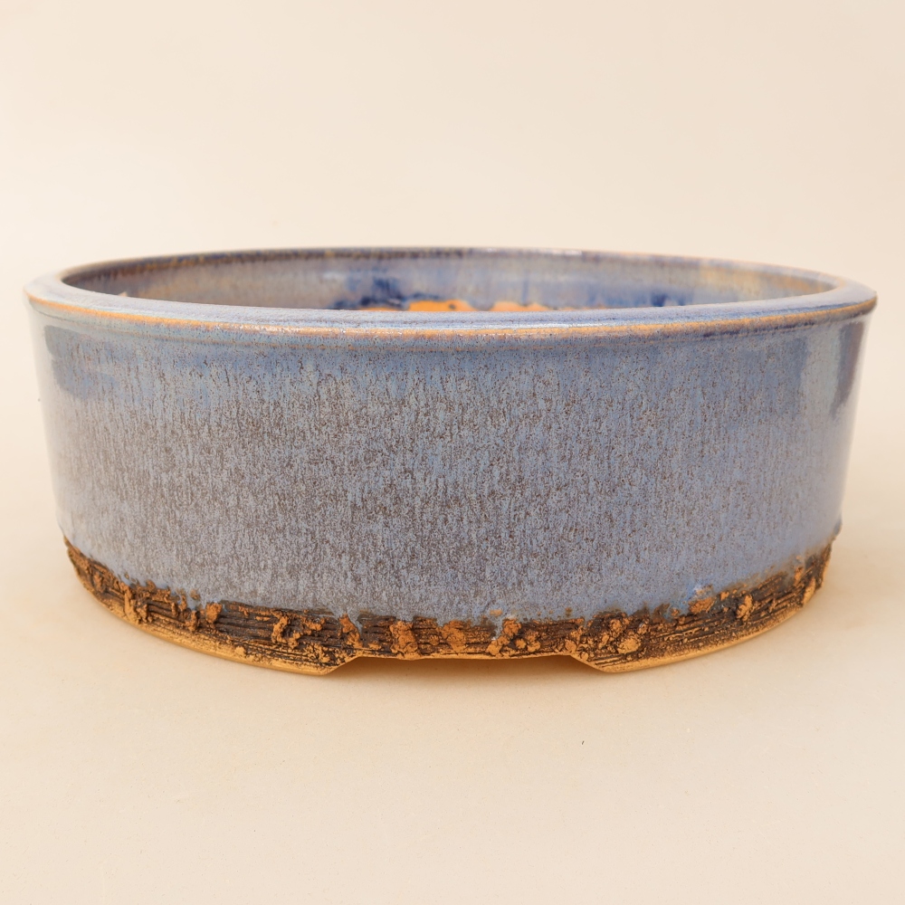 Ceramic bonsai pot, 23.5 x 23.5 x 8 cm, blue
