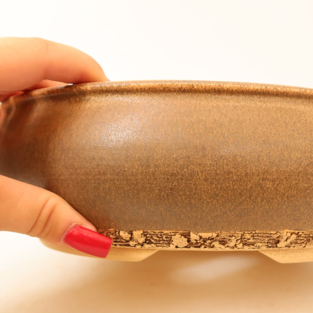 Ceramic bonsai pot, 24 x 24 x 7.5 cm, brown