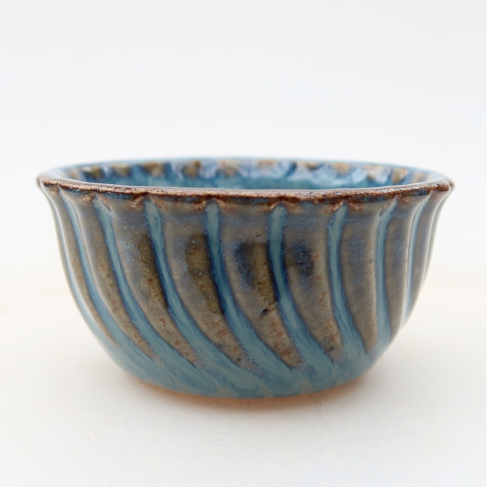 Ceramic bonsai pot, 5.5 x 5.5 x 3 cm, blue