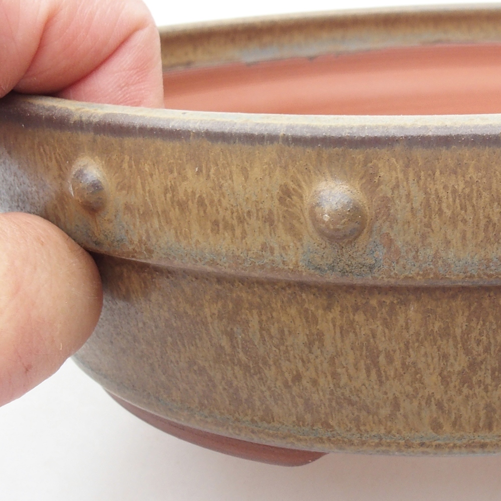 Ceramic bonsai bowl 18,5 x 18,5 x 5,5 cm, brown color