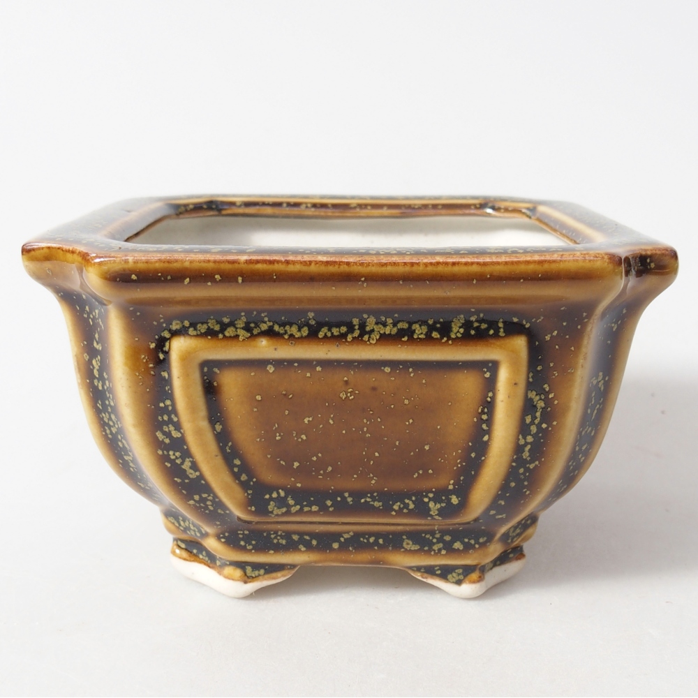 Ceramic bonsai bowl 11 x 11 x 7 cm, yellow