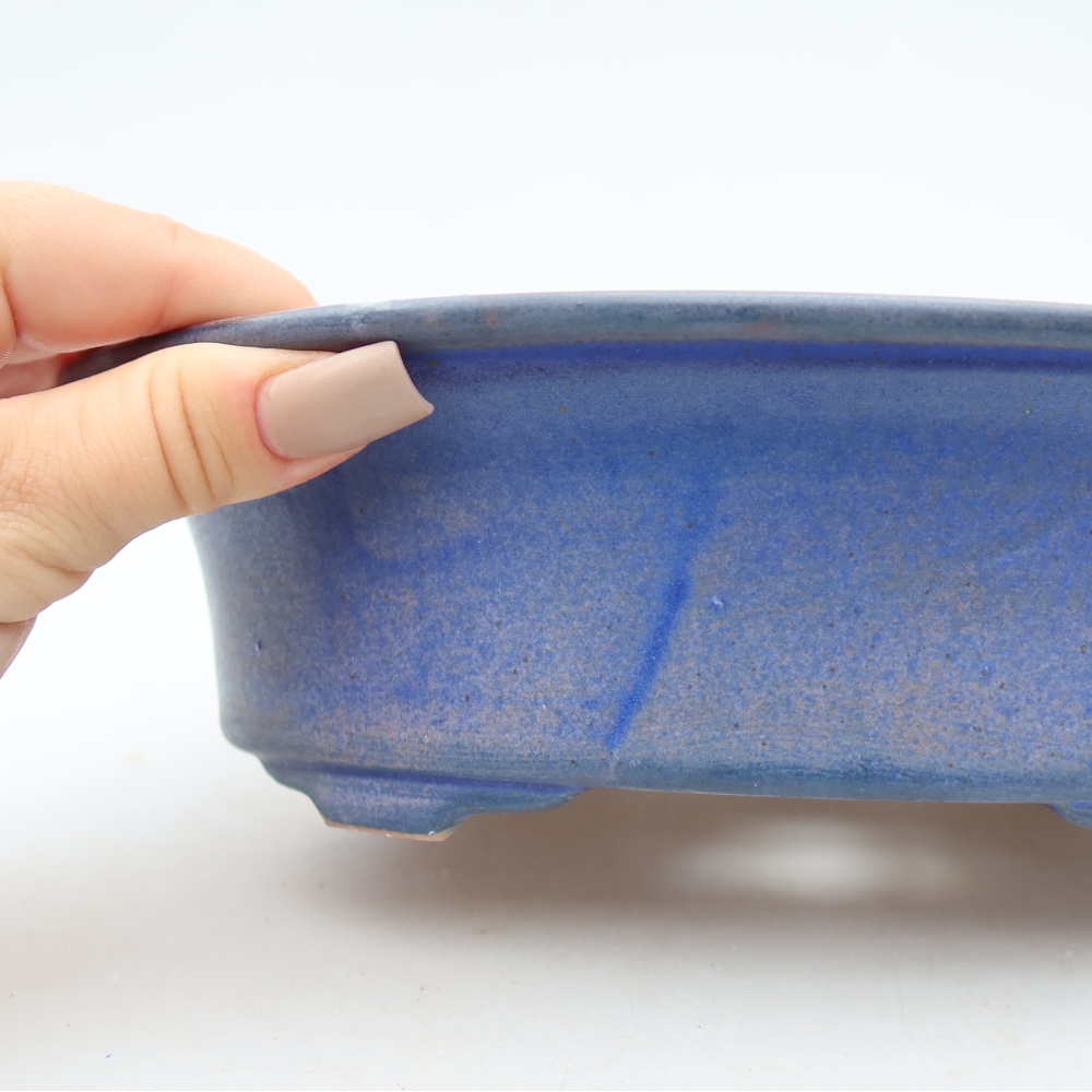 Ceramic bonsai pot, 22.5 x 17.5 x 6.5 cm, blue