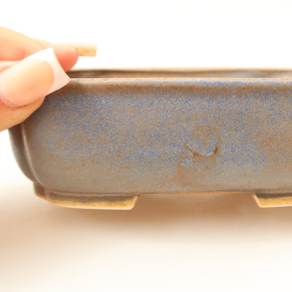 Ceramic bonsai pot, 14 x 12 x 4 cm, blue