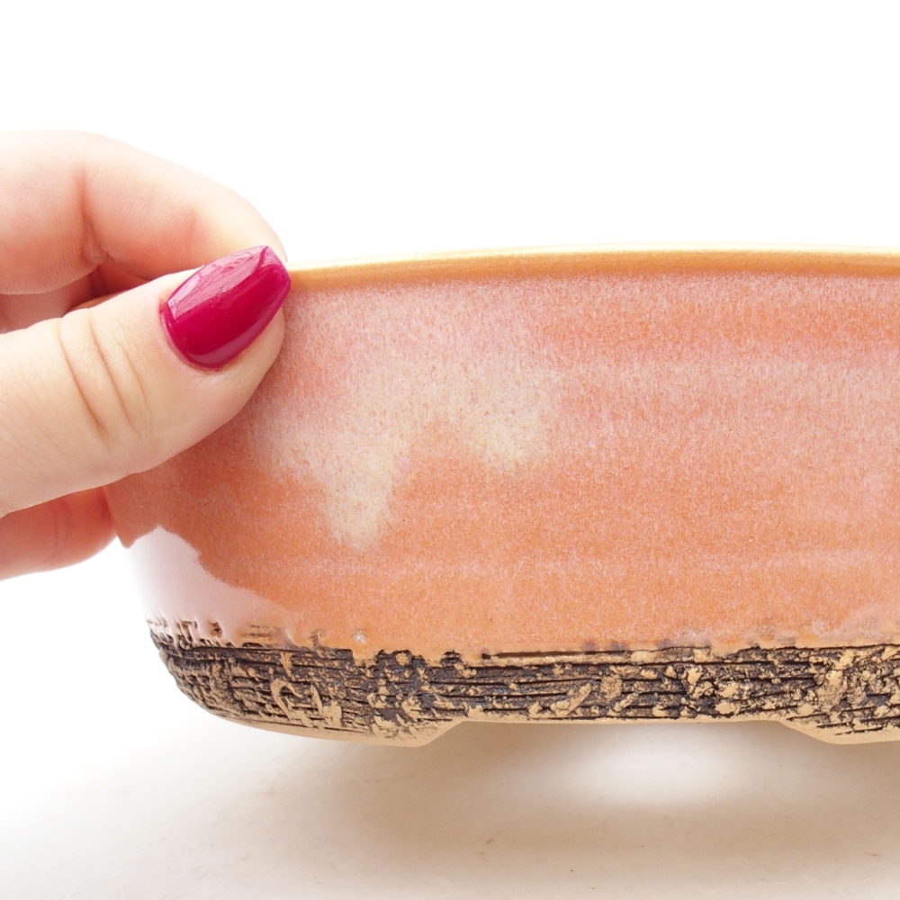Ceramic bonsai bowl 20 x 20 x 6 cm, color pink