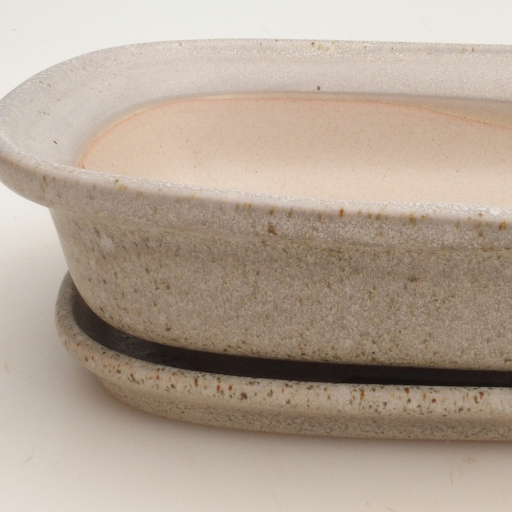 Bonsai bowl + saucer H25 - 23 x 17 x 5.5 cm. - beige