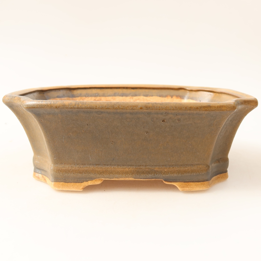 Ceramic bonsai pot, 18 x 15.5 x 6 cm, brown