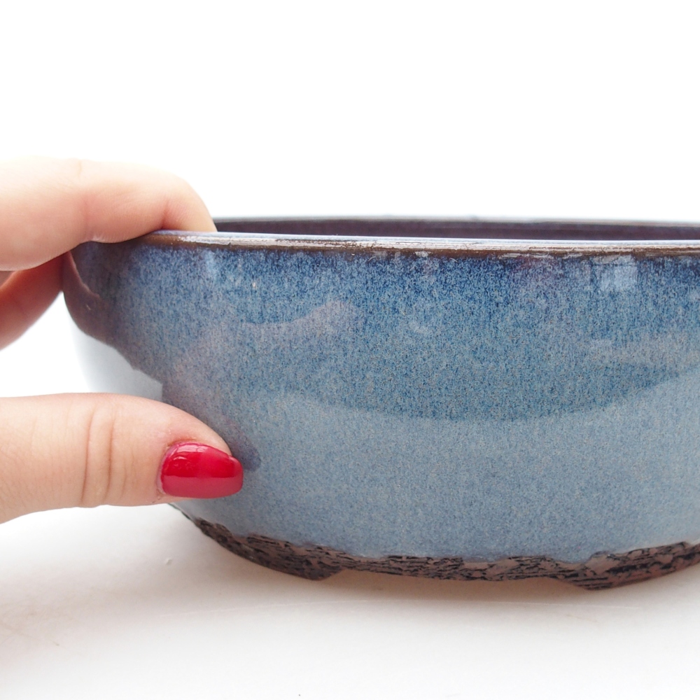 Ceramic bonsai bowl 19 x 19 x 7 cm, colour blue