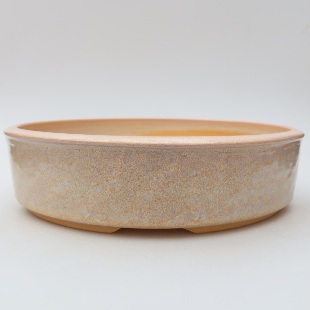 Ceramic bonsai pot, 26.5 x 26.5 x 6.5 cm, beige