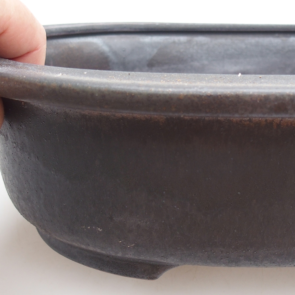 Ceramic bonsai bowl 25 x 20,5 x 8 cm, metal colour