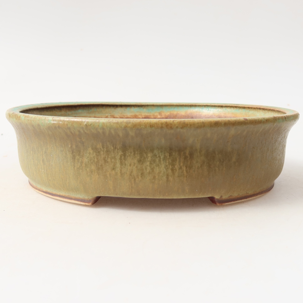 Ceramic bonsai bowl 17,5 x 16 x 4,5 cm, green