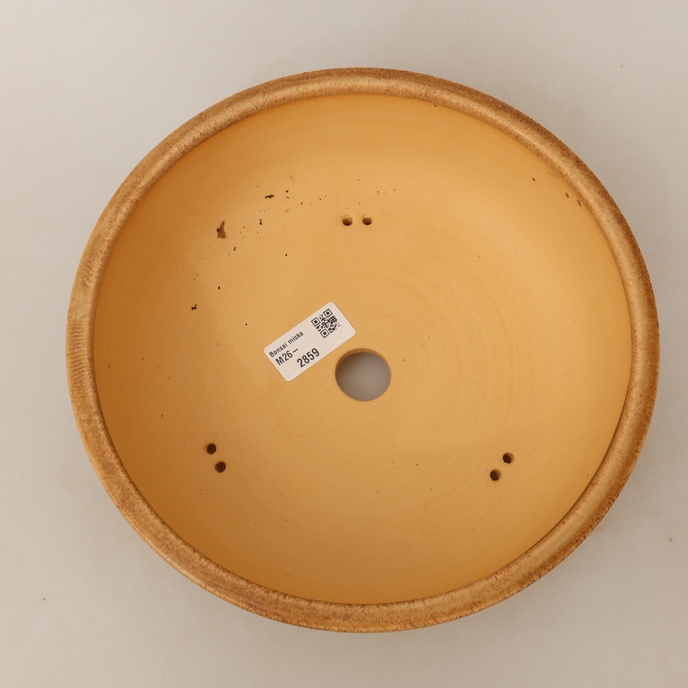 Ceramic bonsai pot, 23.5 x 23.5 x 8 cm, brown