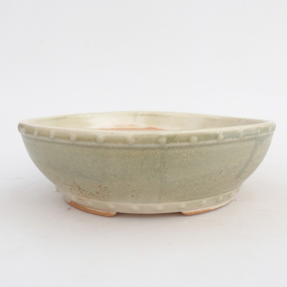 Ceramic bonsai bowl 18 x 18 x 5,5 cm, green