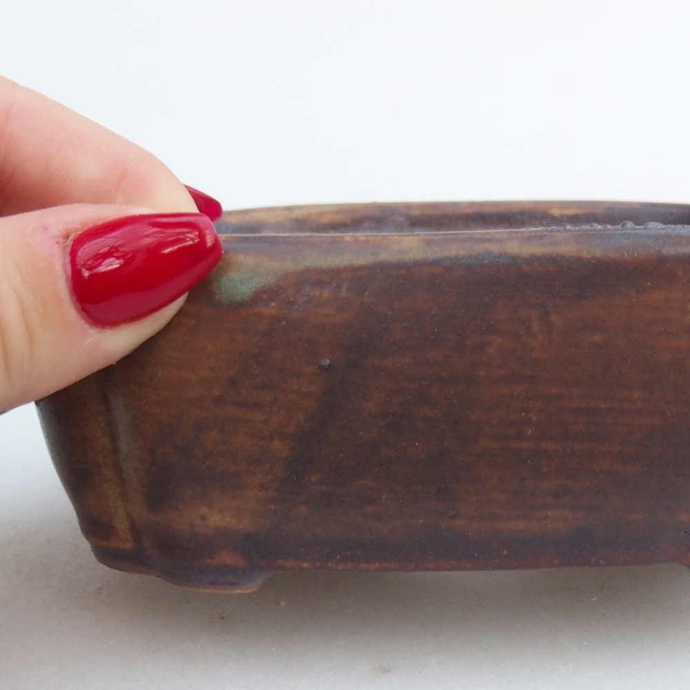 Ceramic bonsai bowl 12,5 x 9,5 x 4,5 cm, brown