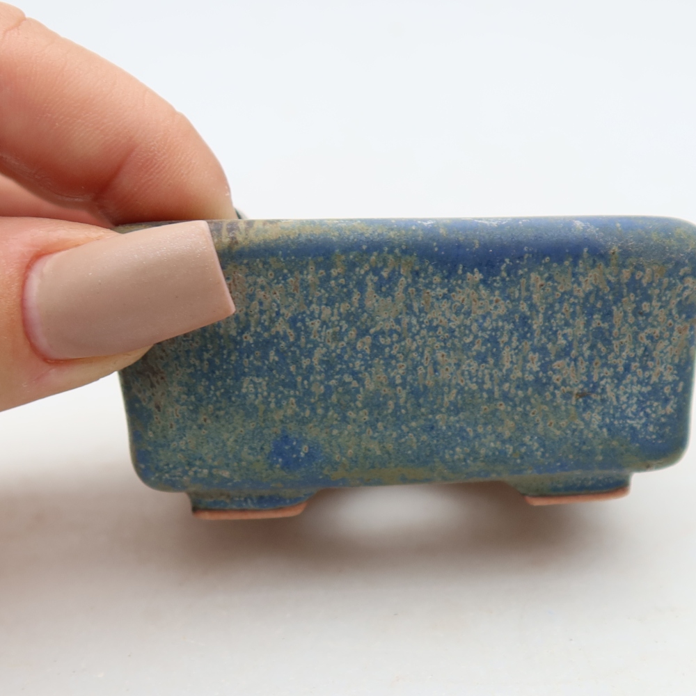 Ceramic bonsai pot, 7 x 7 x 3.5 cm, blue