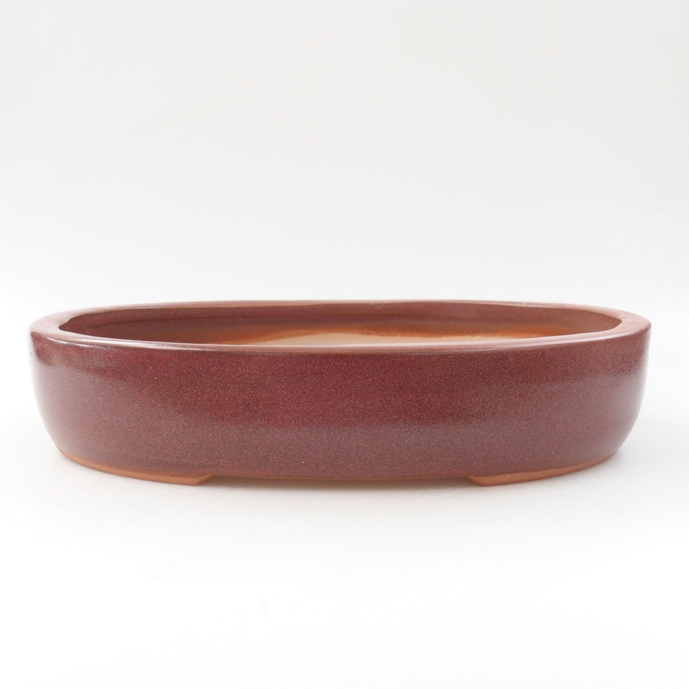 Ceramic bonsai bowl 25,5 x 22 x 8 cm, color burgundy