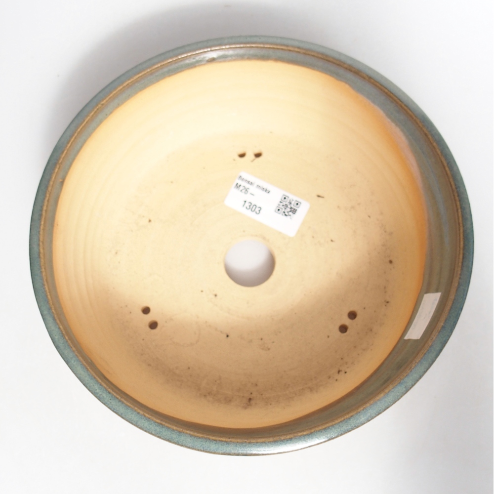 Ceramic bonsai bowl 19,5 x 19,5 x 6,5 cm, green