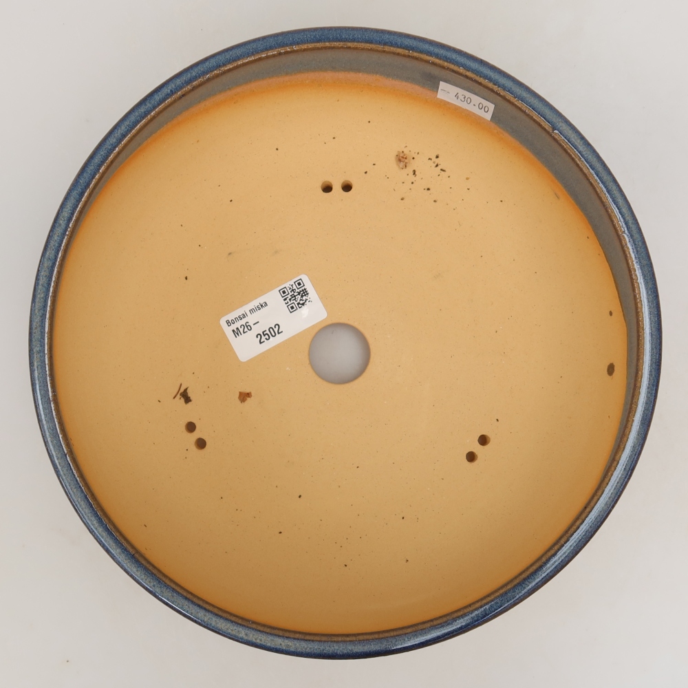 Ceramic bonsai pot, 21.5 x 21.5 x 7 cm, blue