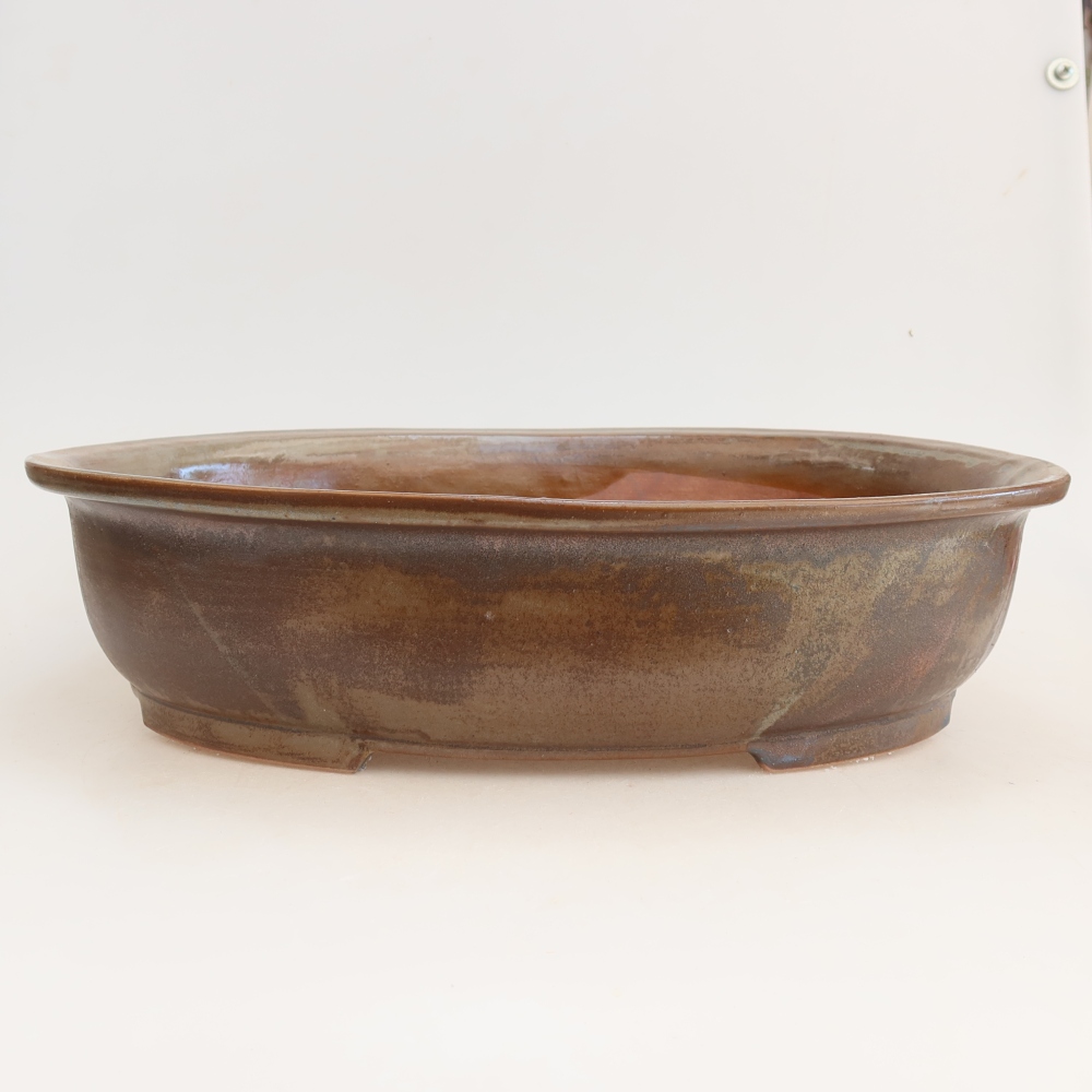 Ceramic bonsai pot, 36 x 28 x 8.5 cm, brown