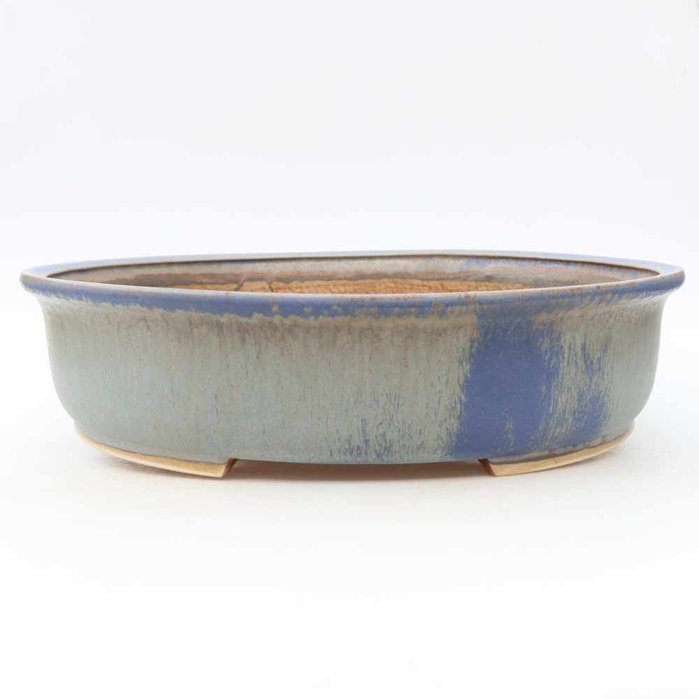 Ceramic bonsai pot, 31 x 27 x 7.5 cm, blue