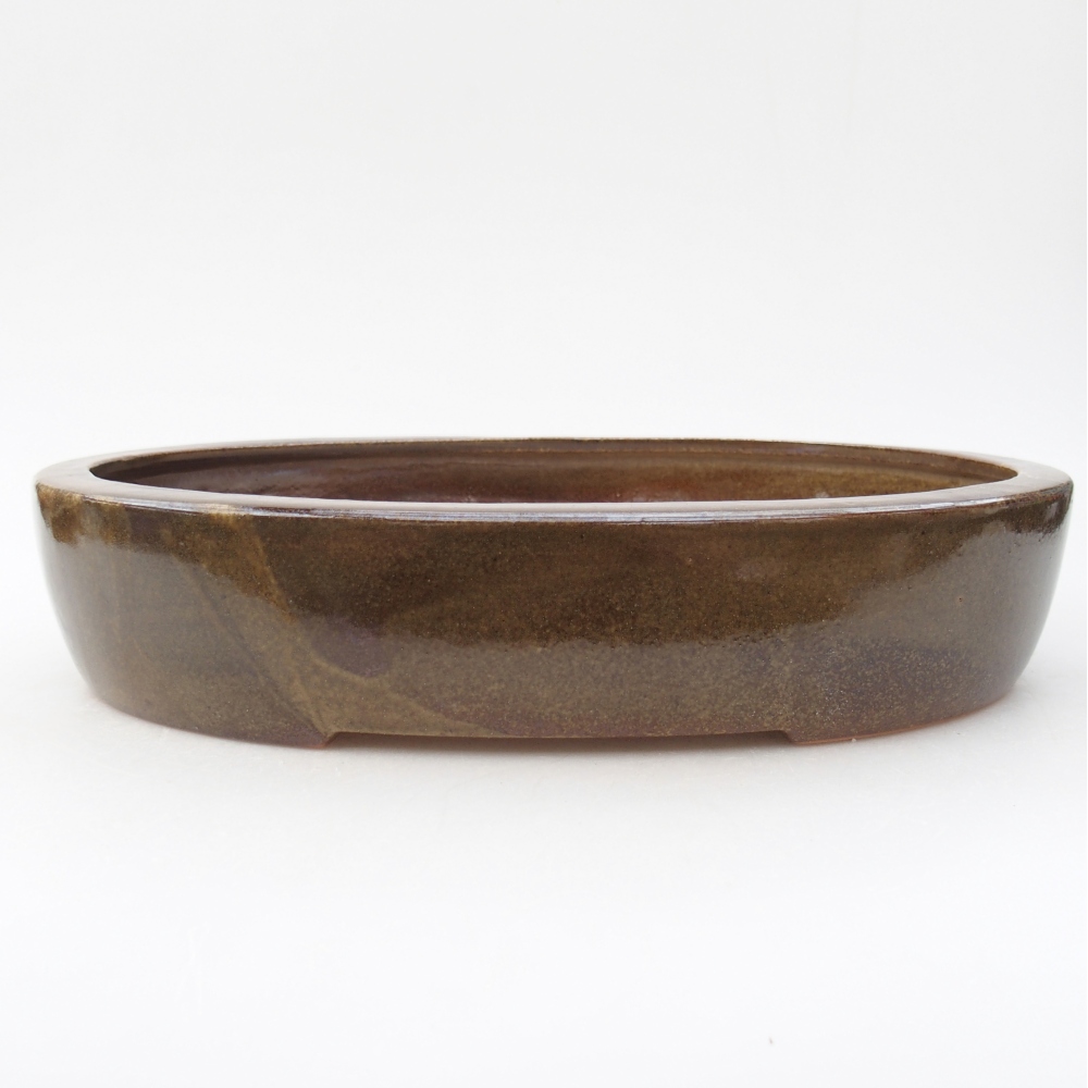 Ceramic bonsai bowl 27 x 21 x 5,5 cm, brown